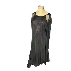 Julia Jordan Cocktail Black Dress Sparkle Long Sleeves Glam Metallic Lined  10
